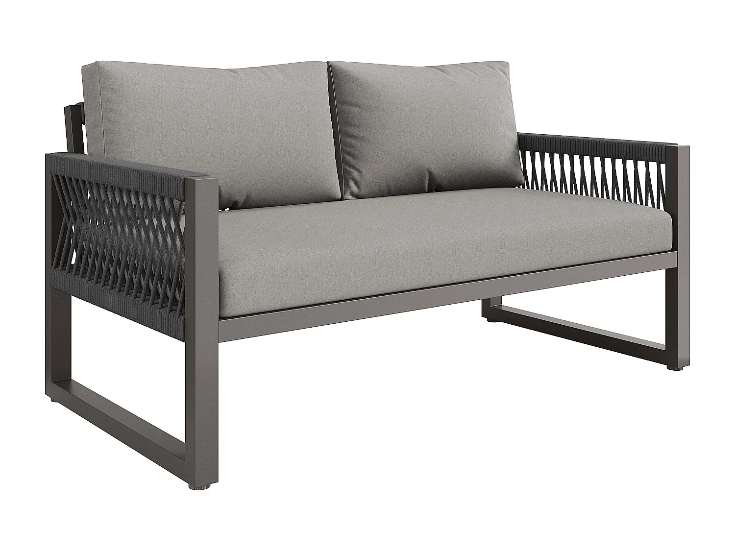 Ensemble de chaises longues de jardin grises, plateau en verre lisse, ensemble de 4, tous les coussins inclus