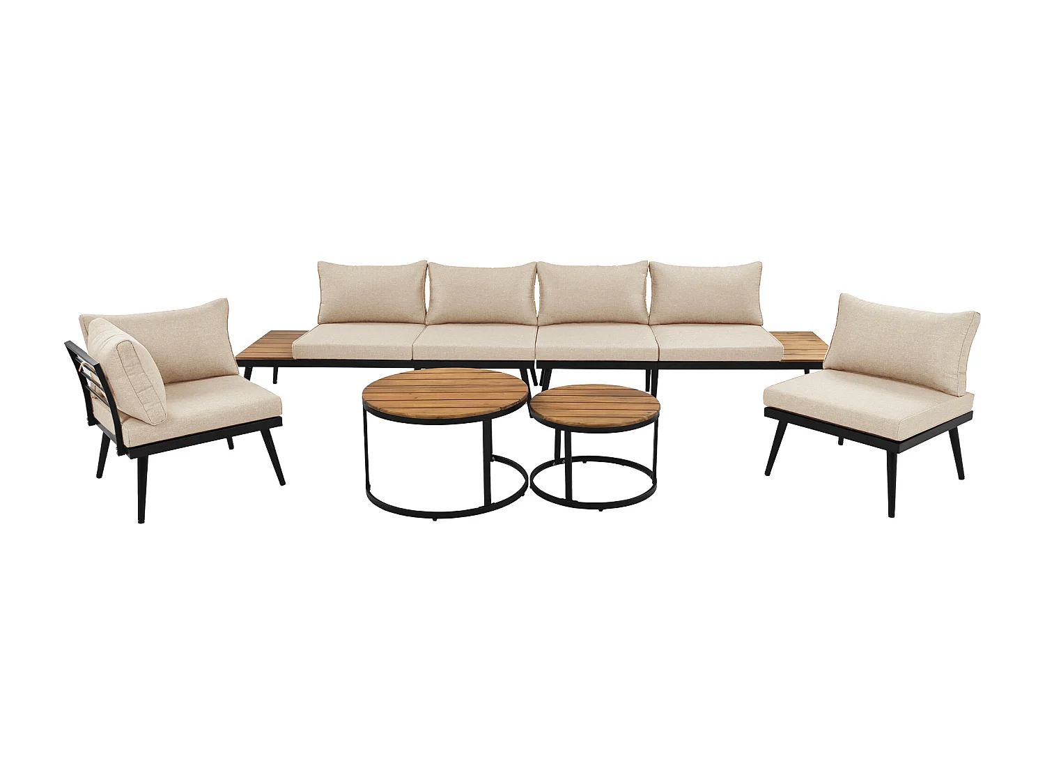 Tuinmeubelset voor 5-6 personen, 2x 2-zitsbank, 2x losse fauteuils, 2x eettafel