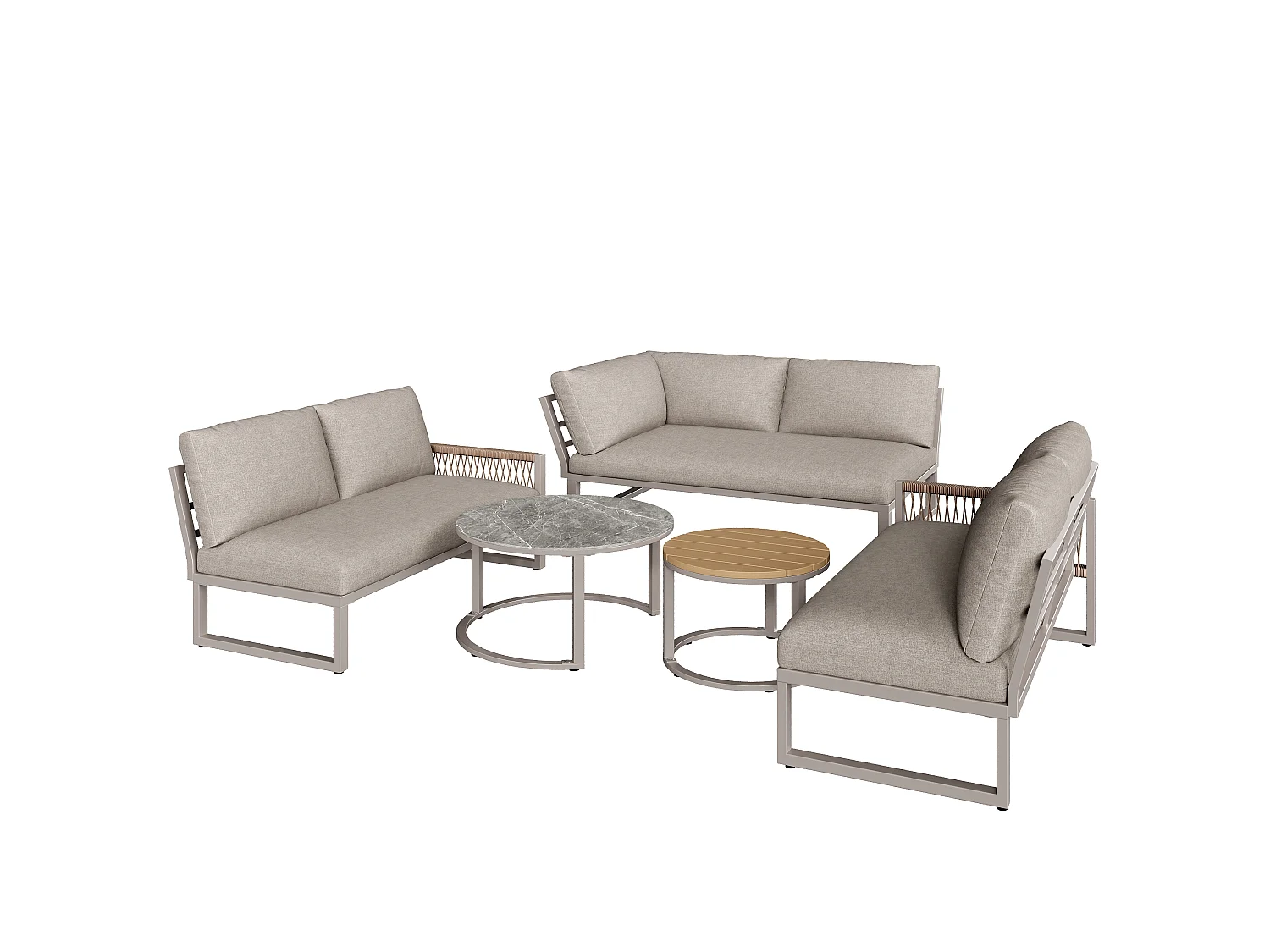 Ensemble de salon de jardin, ensemble de meubles pour 6-7 personnes, incl. coussins d'assise et coussins, beige