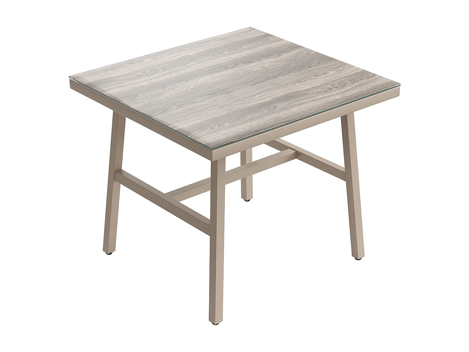Ensemble de meubles de jardin avec plateau de table en verre trempé, y compris coussins d'assise et coussins, beige