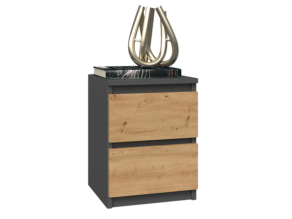 Szafka Nocna Malwa M2 | Antacyt/Dąb Artisan | 30x30x40 cm | 2 Szuflady