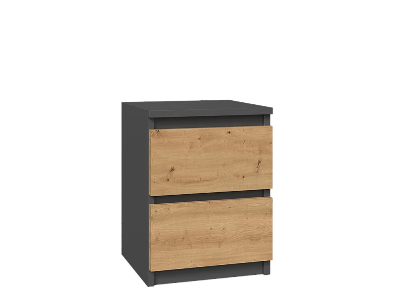 Szafka Nocna Malwa M2 | Antacyt/Dąb Artisan | 30x30x40 cm | 2 Szuflady