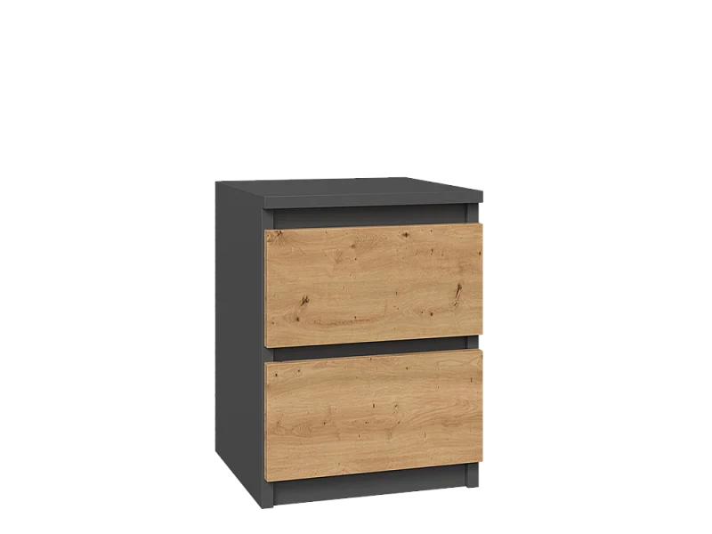 Szafka Nocna Malwa M2 | Antacyt/Dąb Artisan | 30x30x40 cm | 2 Szuflady