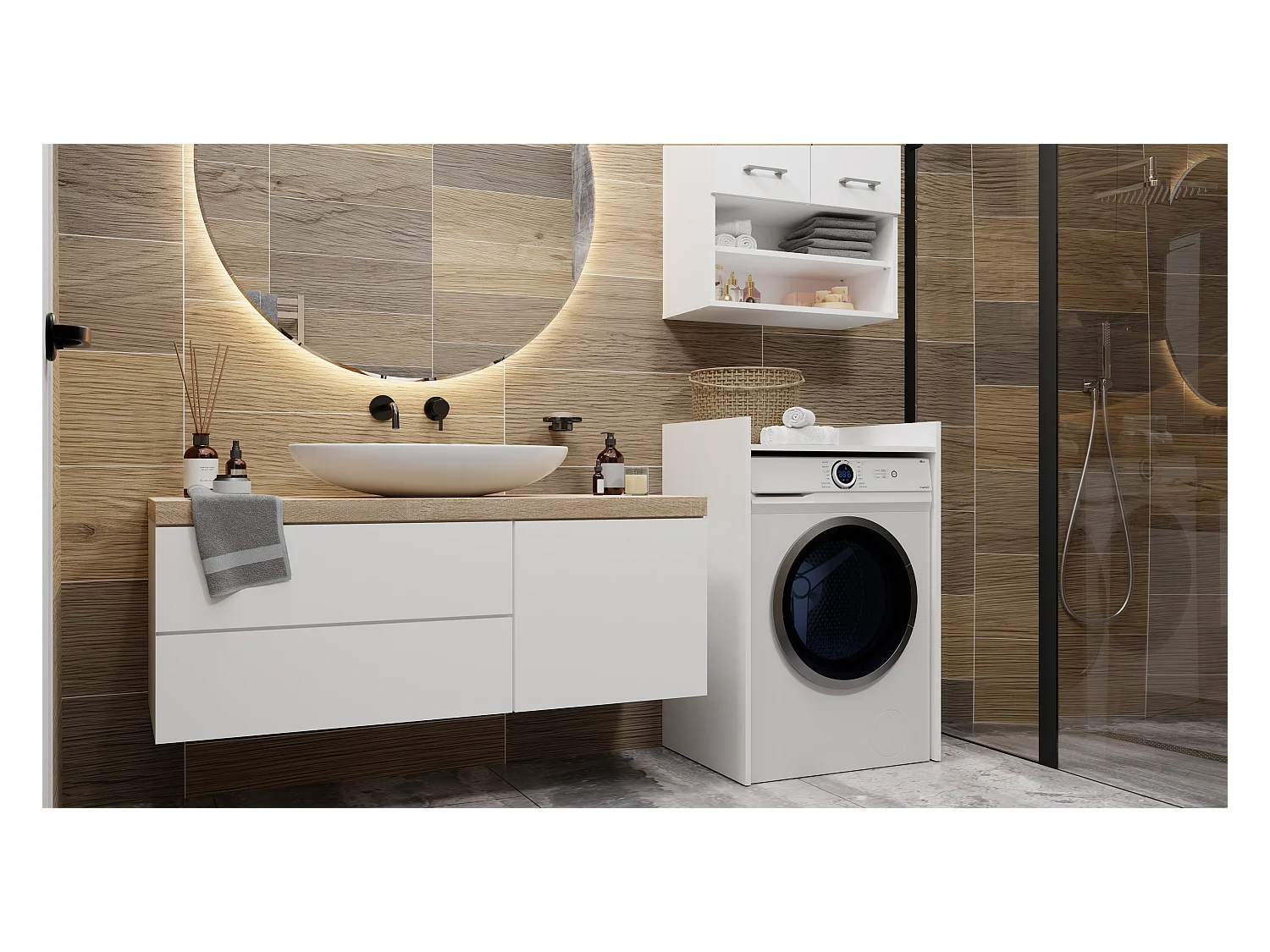 Meuble lave-linge Pola NP BLANC