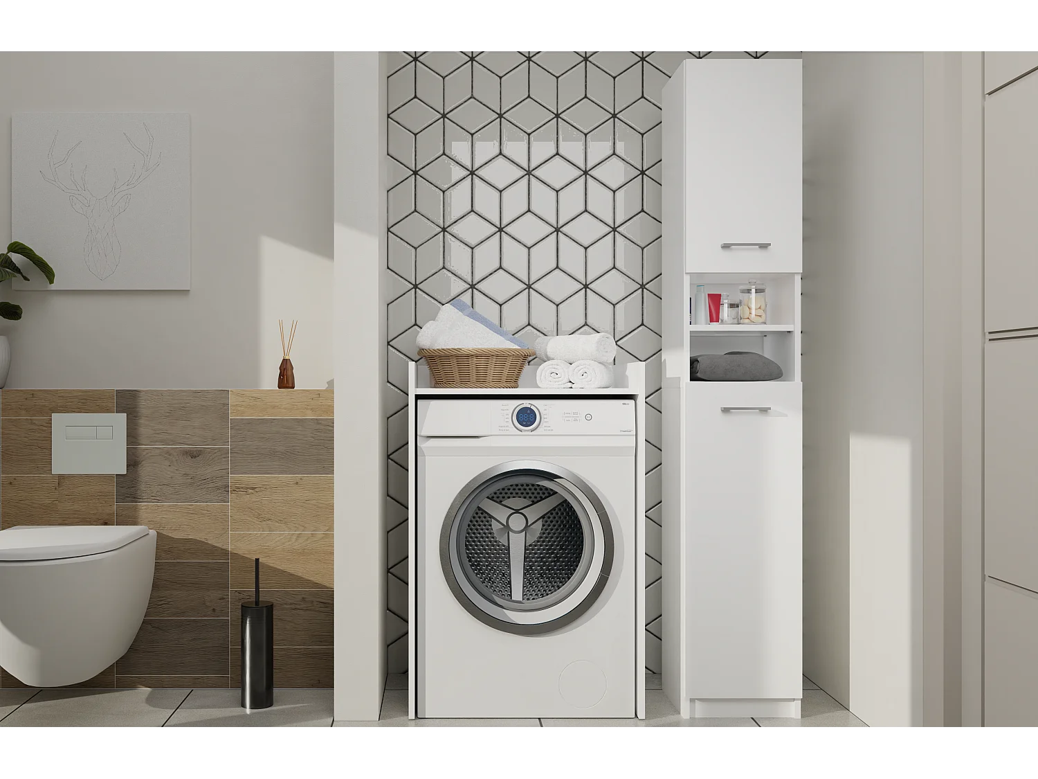 Meuble lave-linge Pola NP BLANC