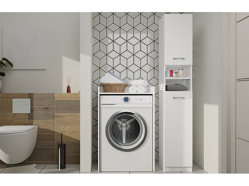 Szafka na Pralkę Pola NP |  Biały | 64x50x97,5 cm | Stojąca Szafka Łazienkowa