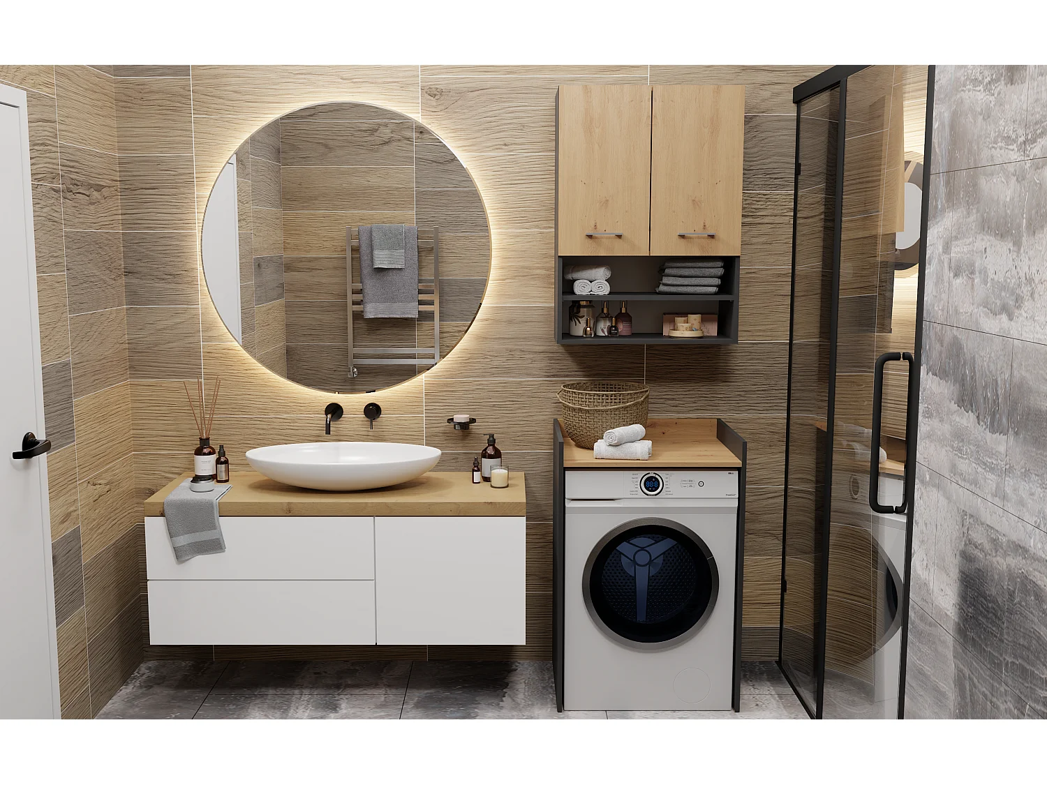 Meuble pour machine à laver Pola NP ANTHRACITE ARTISAN