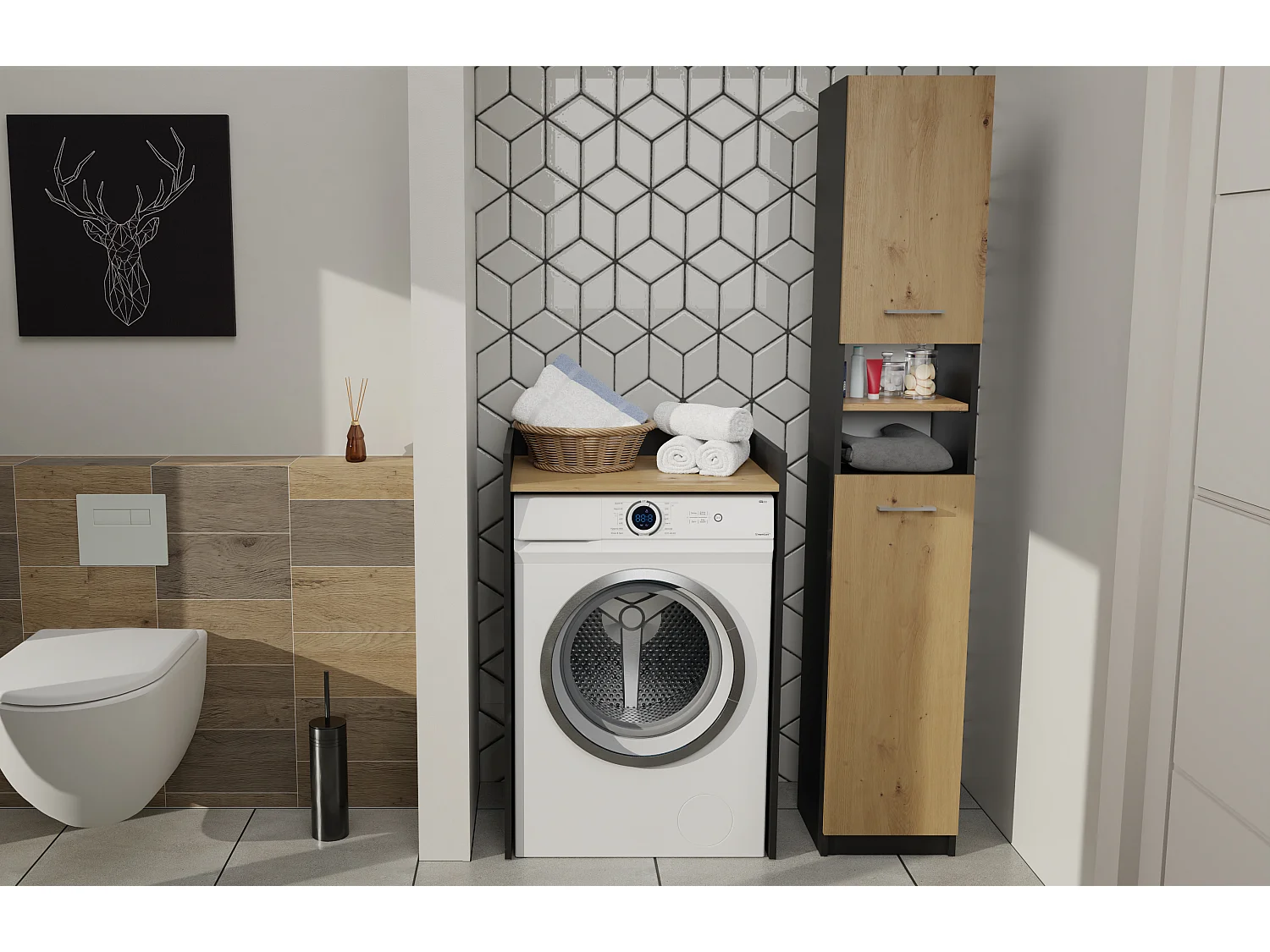 Meuble pour machine à laver Pola NP ANTHRACITE ARTISAN