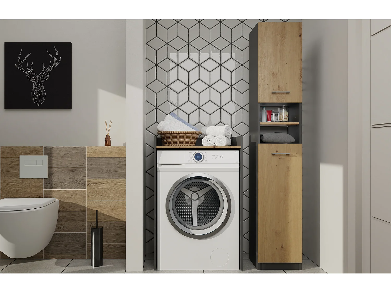 Meuble pour machine à laver Pola NP ANTHRACITE ARTISAN
