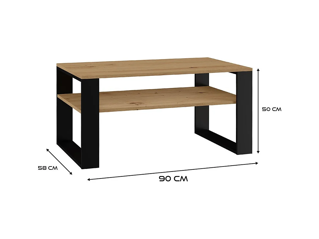 Ława Modern 1P | Stolik Kawowy Artisan Czarny | 90x58x50 | Nowoczesny Design