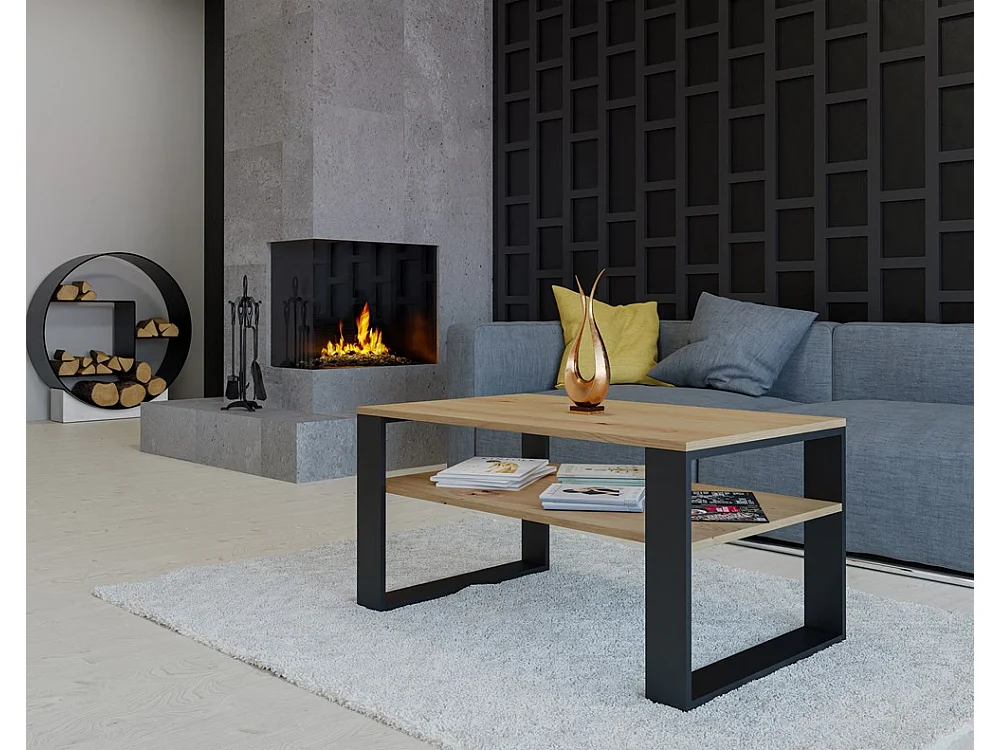 Ława Modern 1P | Stolik Kawowy Artisan Czarny | 90x58x50 | Nowoczesny Design