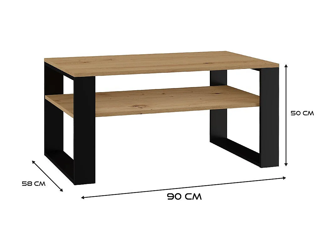 Ława Modern 1P | Stolik Kawowy Artisan Czarny | 90x58x50 | Nowoczesny Design