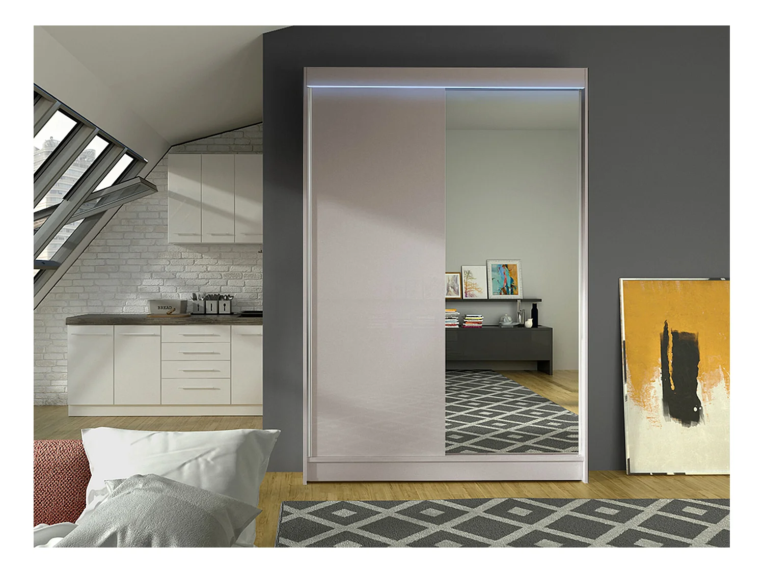 Armoire Closico 147, Cachemire, 200x120x58cm, Portes d'armoire: Coulissantes