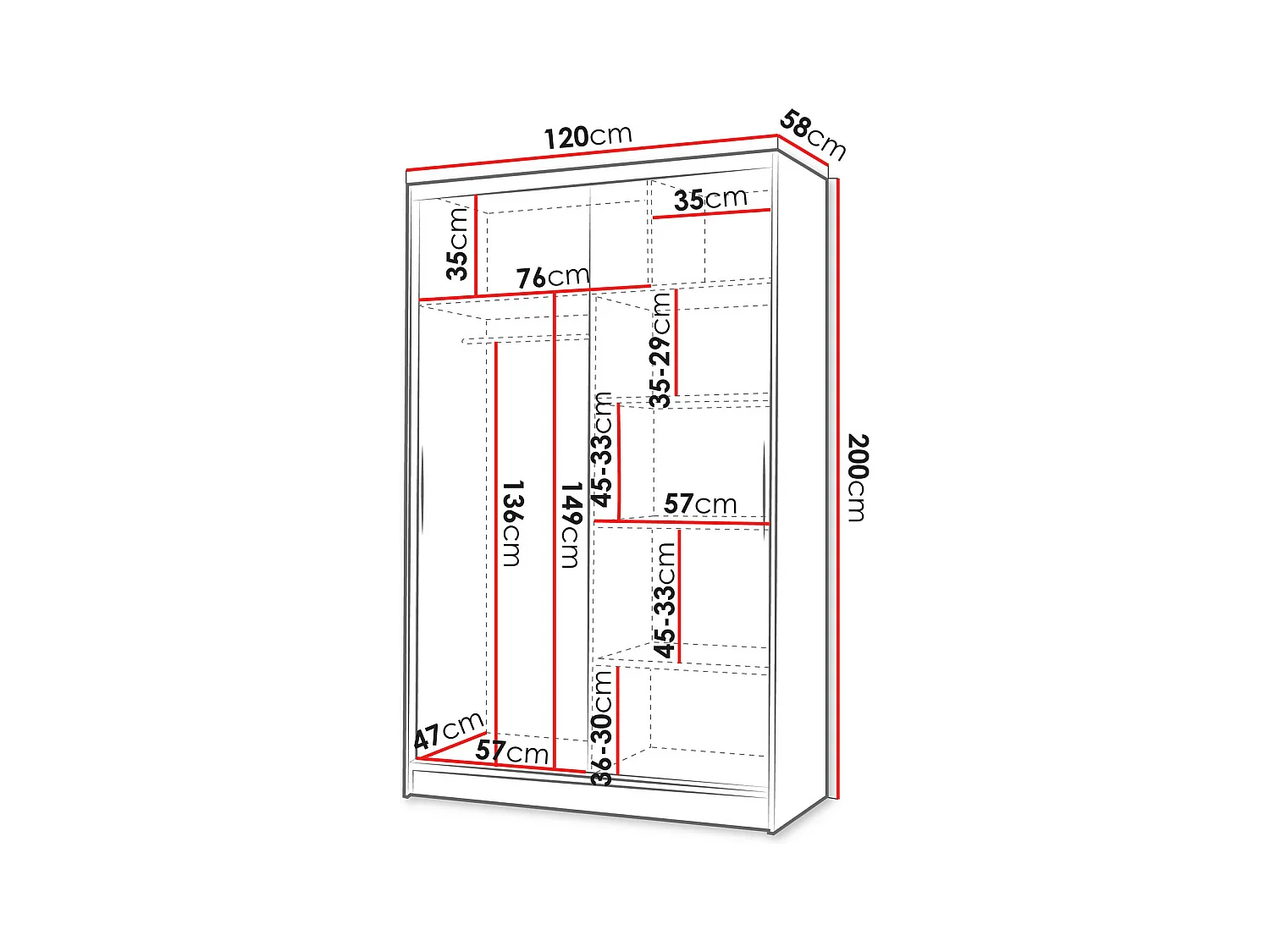 Armoire Closico 147, Cachemire, 200x120x58cm, Portes d'armoire: Coulissantes