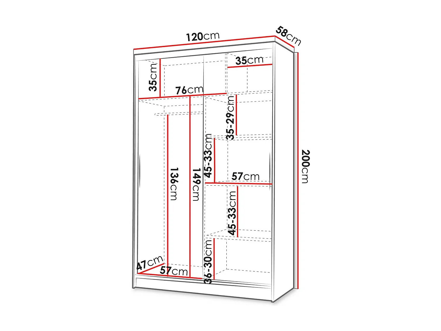 Armoire Closico 148, Cachemire, 200x120x58cm, Portes d'armoire: Coulissantes