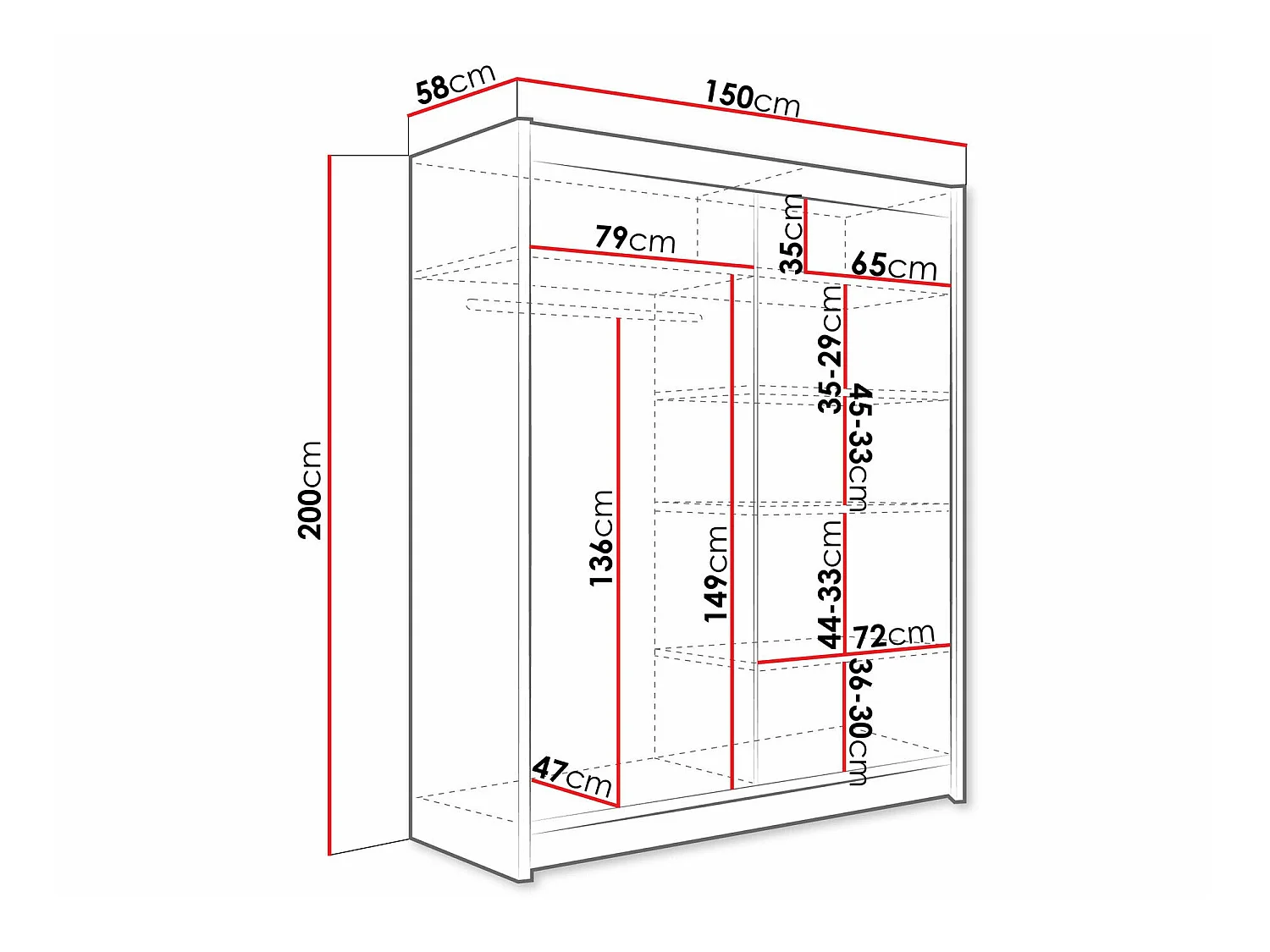 Armoire Closico Camera I, Nombre d'étagères: 5, 20x15x6cm