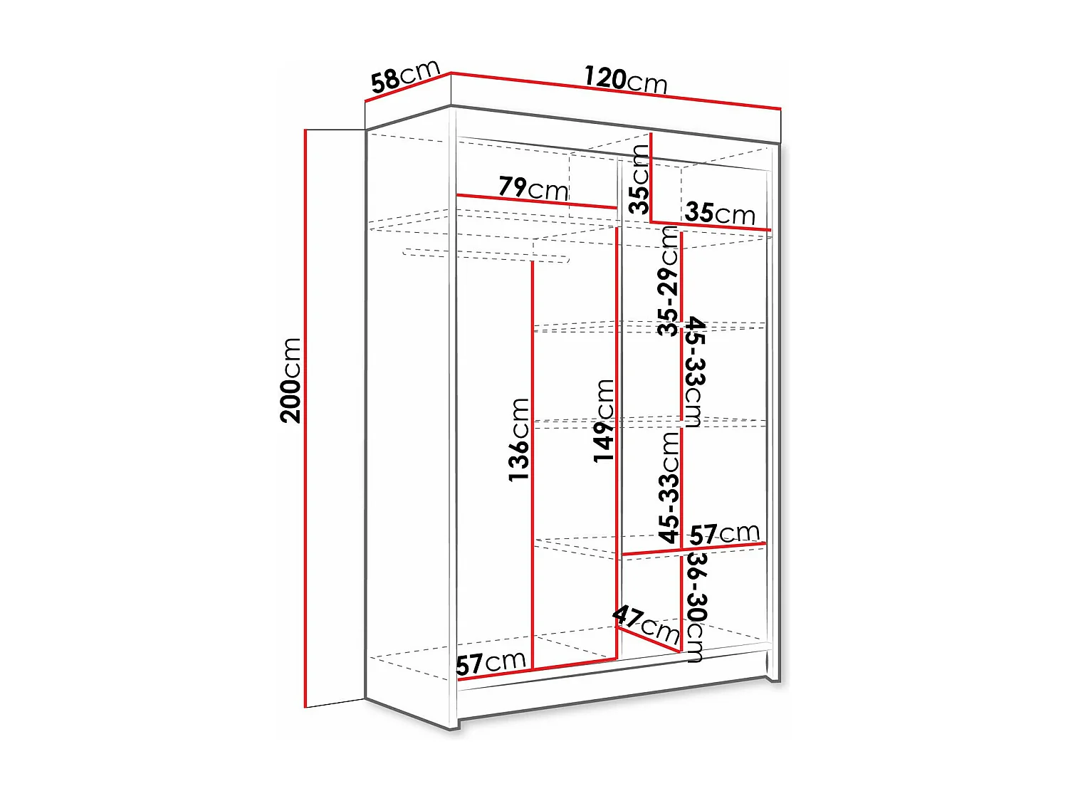 Roupeiro Closico 111, Número de prateleiras: 5, 20x12x6cm