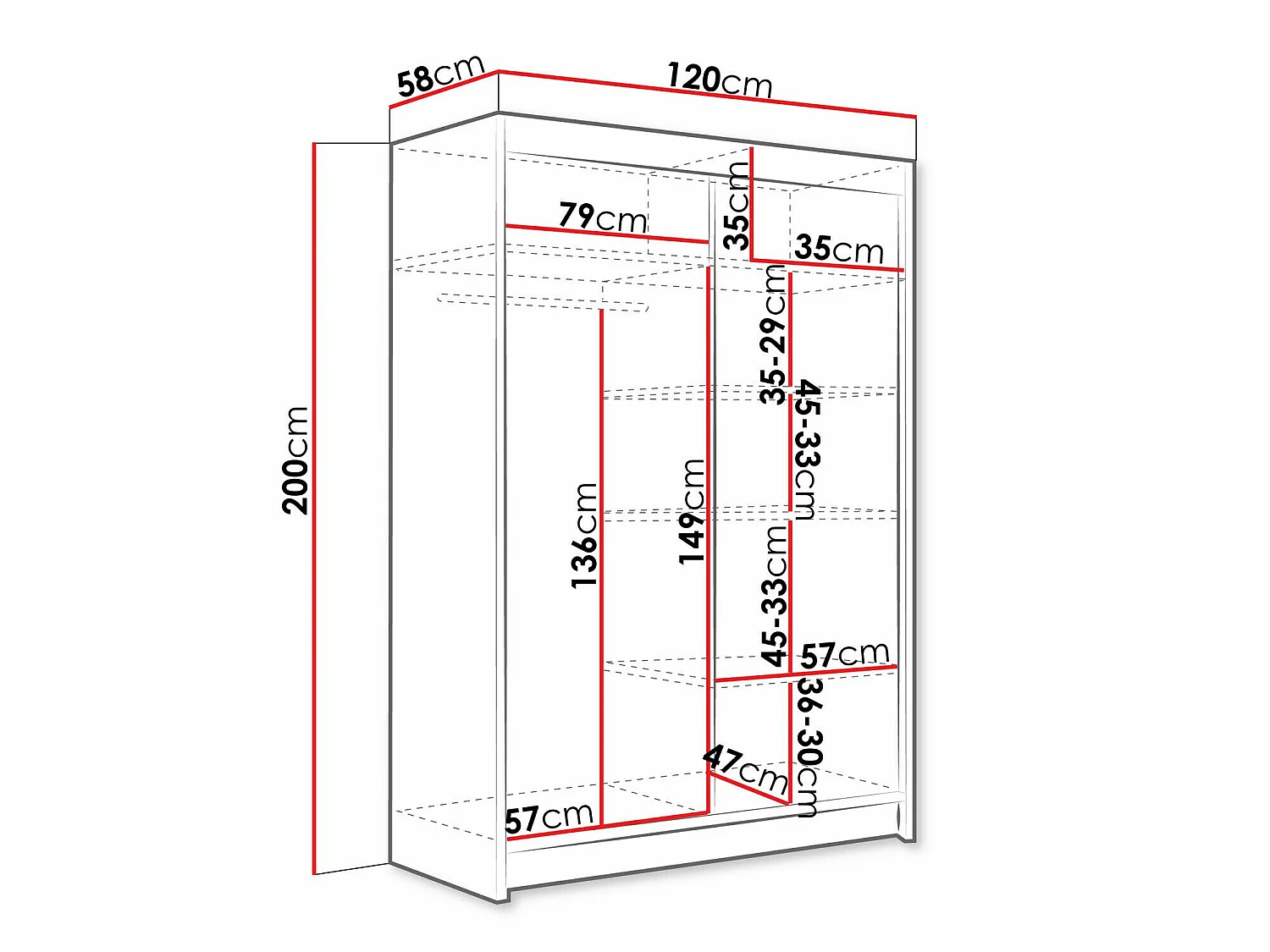 Armoire Closico Pacron IV, Nombre d'étagères: 5, 20x12x6cm