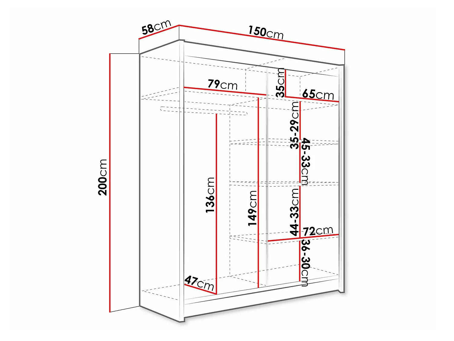 Armoire Closico Camera VII, Nombre d'étagères: 5, 20x15x6cm