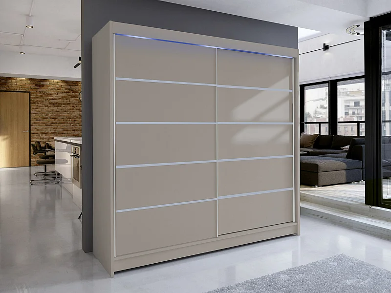 Armoire Closico 153, Cachemire, 215x180x58cm, Portes d'armoire: Coulissantes