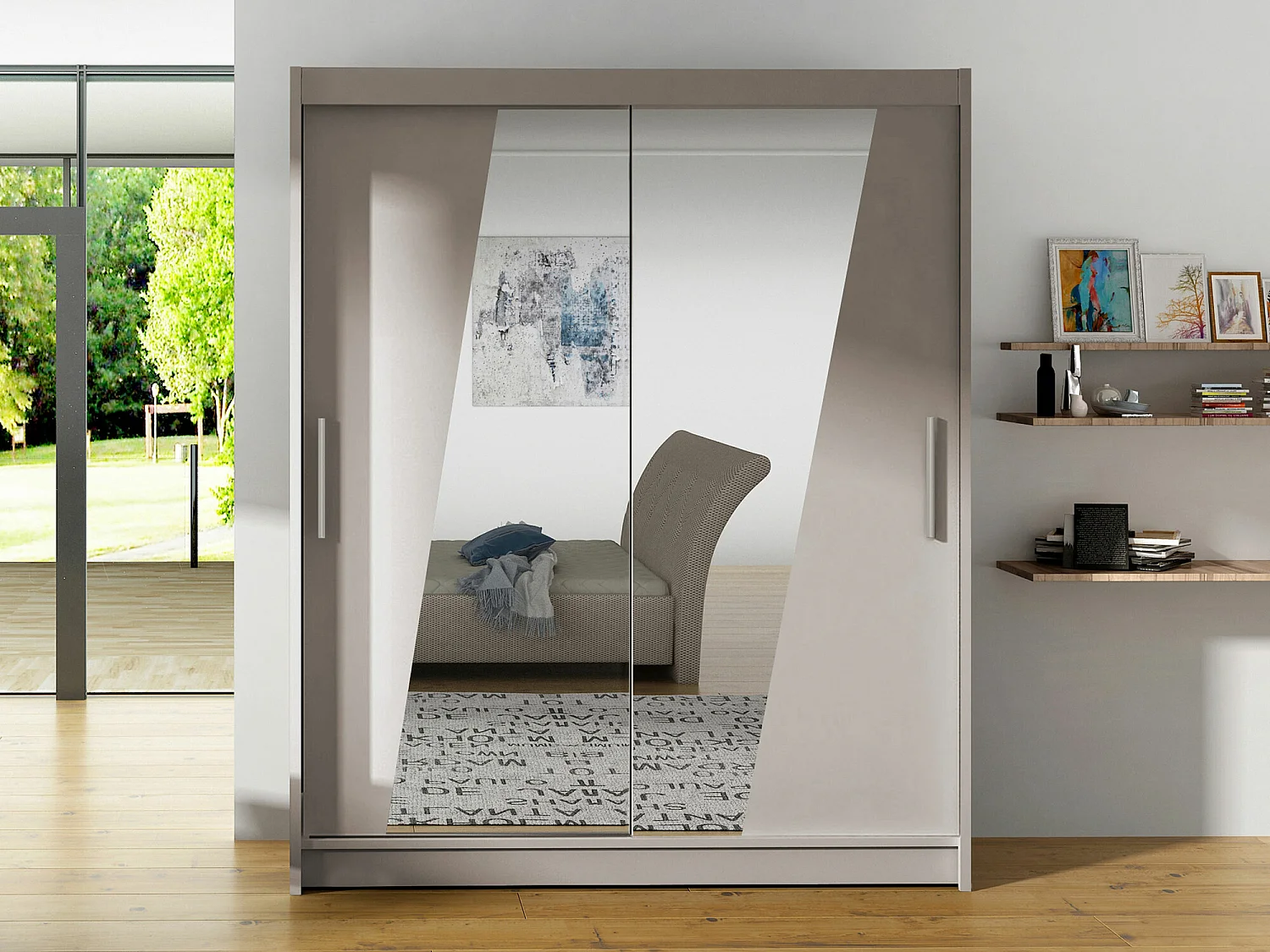 Armario Closico 155, Cachemira, 200x150x58cm, Puertas de armario: Correderas