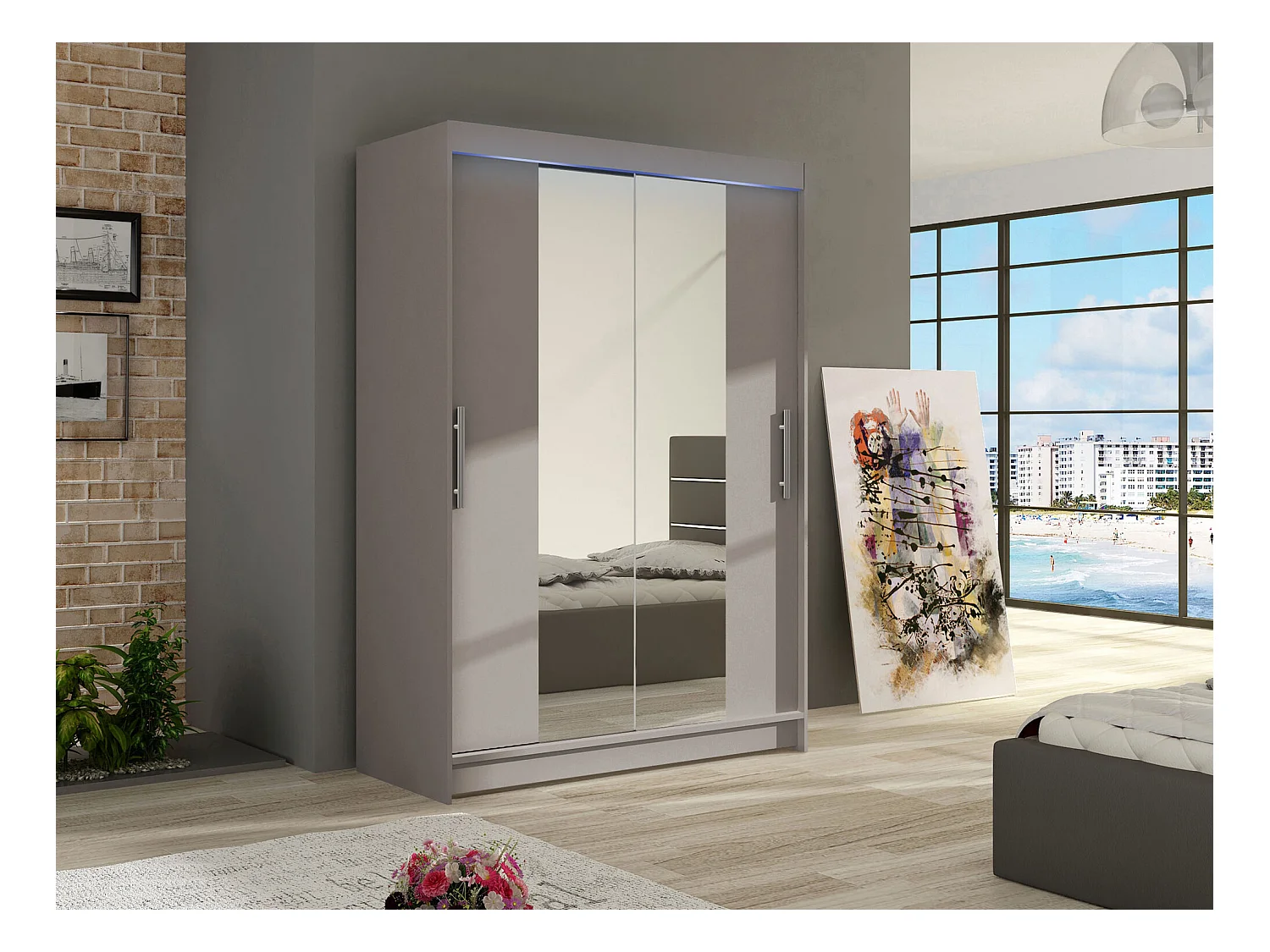 Armoire Closico 133, Cachemire, 200x120x58cm, Portes d'armoire: Coulissantes