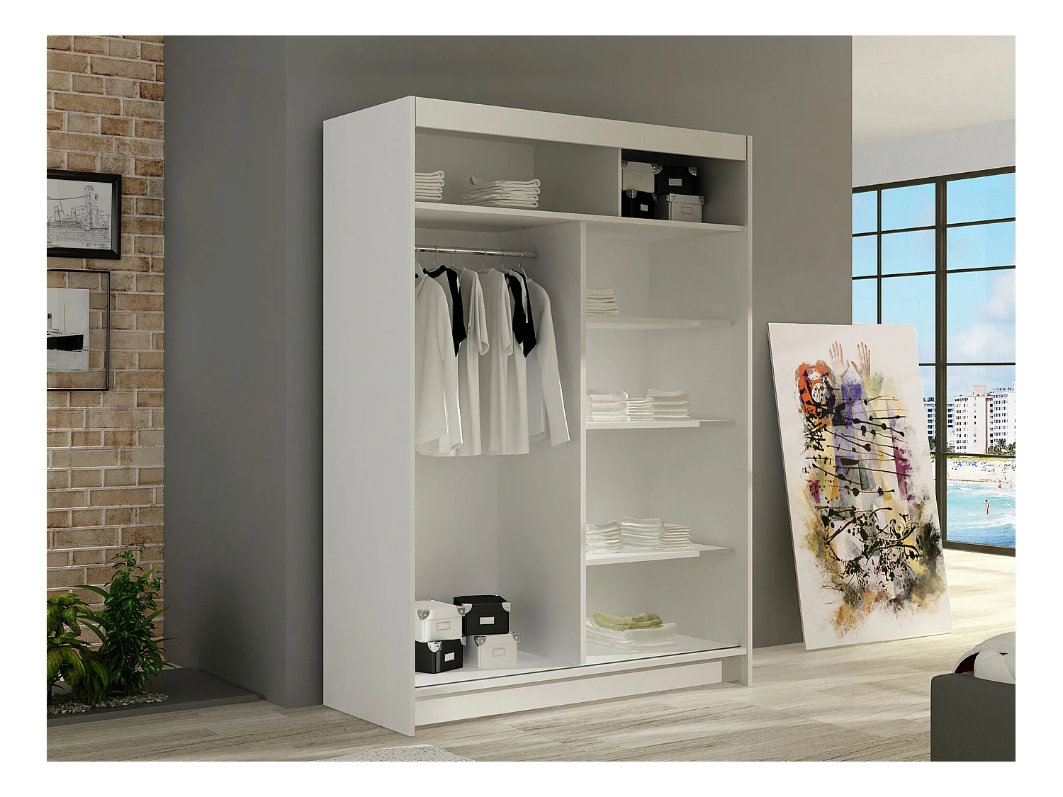 Armoire Closico 133, Cachemire, 200x120x58cm, Portes d'armoire: Coulissantes