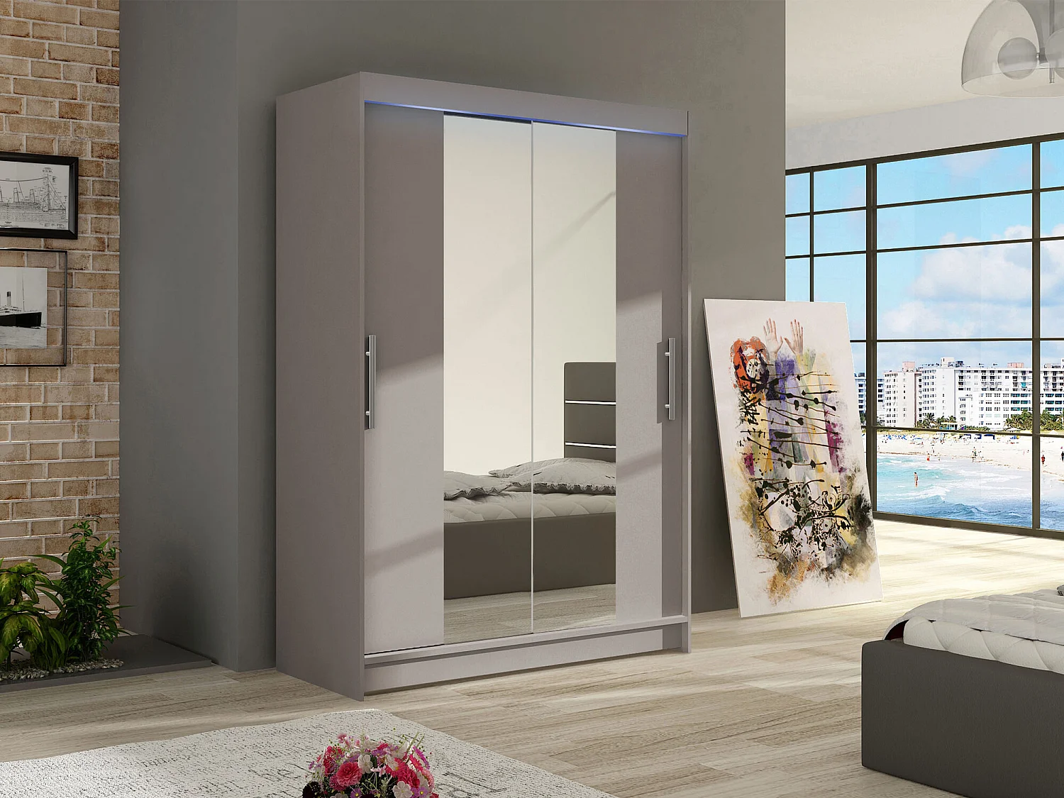 Armoire Closico 133, Cachemire, 200x120x58cm, Portes d'armoire: Coulissantes