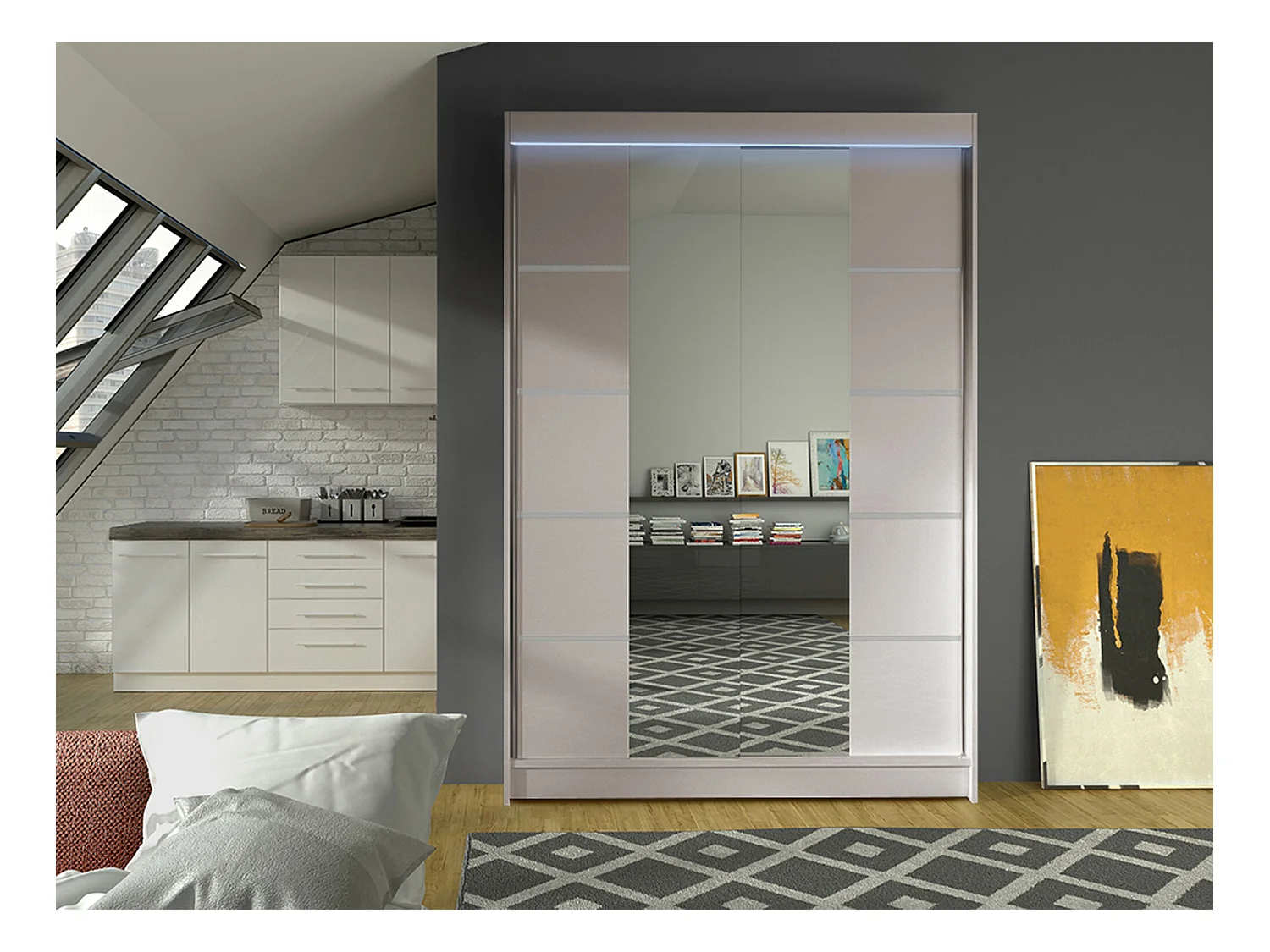 Armoire Closico 151, Cachemire, 200x120x58cm, Portes d'armoire: Coulissantes