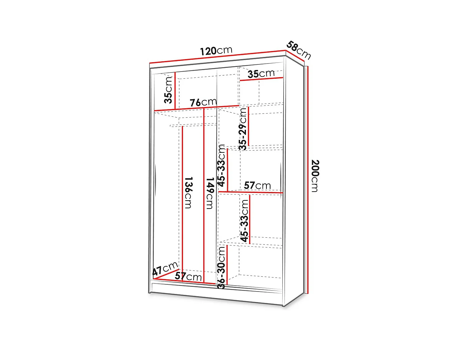 Armoire Closico 151, Cachemire, 200x120x58cm, Portes d'armoire: Coulissantes