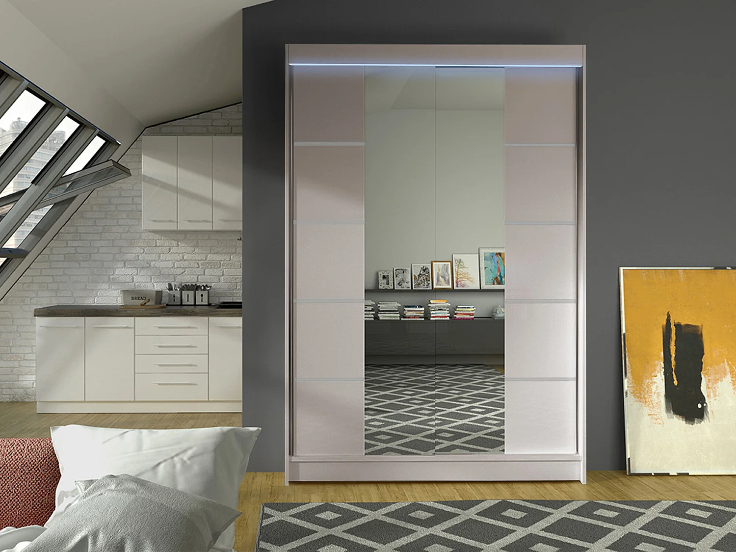 Armoire Closico 151, Cachemire, 200x120x58cm, Portes d'armoire: Coulissantes