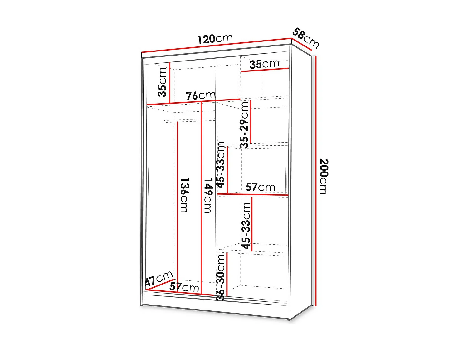 Armoire Closico 151, Cachemire, 200x120x58cm, Portes d'armoire: Coulissantes