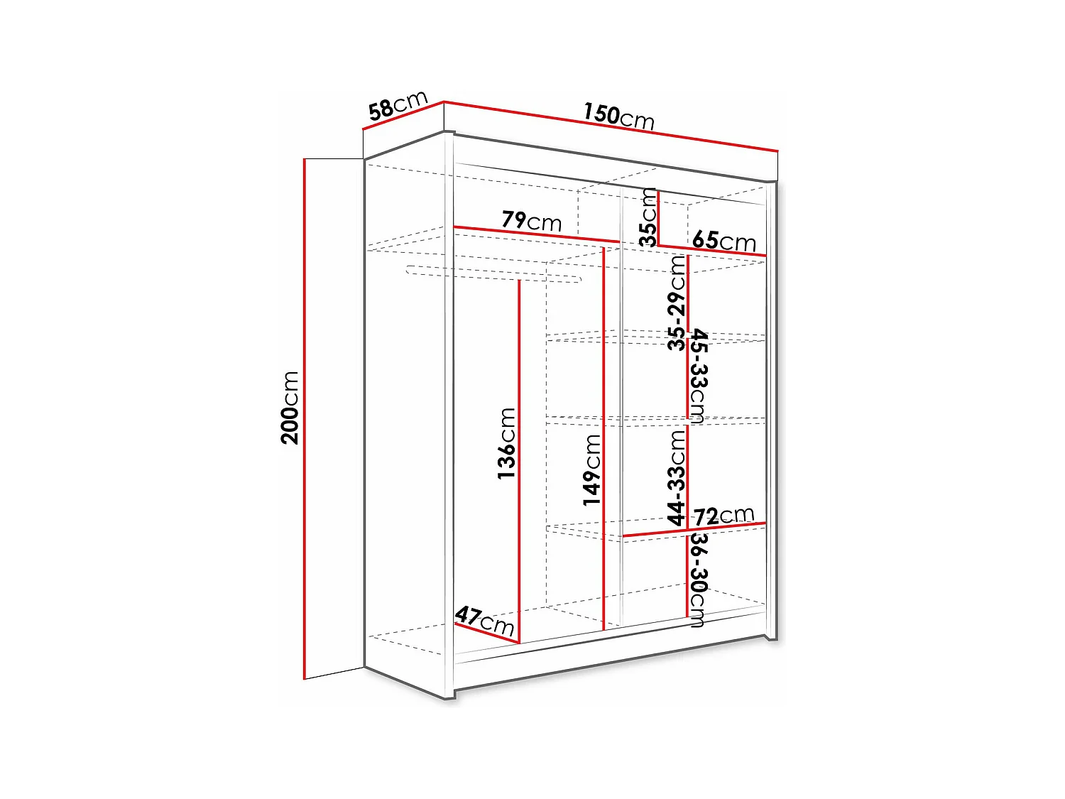 Armoire Closico 121, Cachemire, 200x150x58cm, Portes d'armoire: Coulissantes