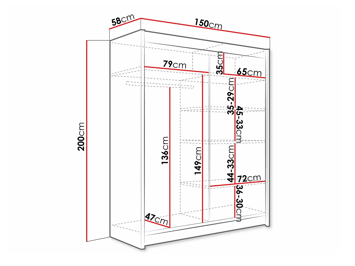 Armoire Closico Camera VIII, Nombre d'étagères: 5, 20x15x6cm