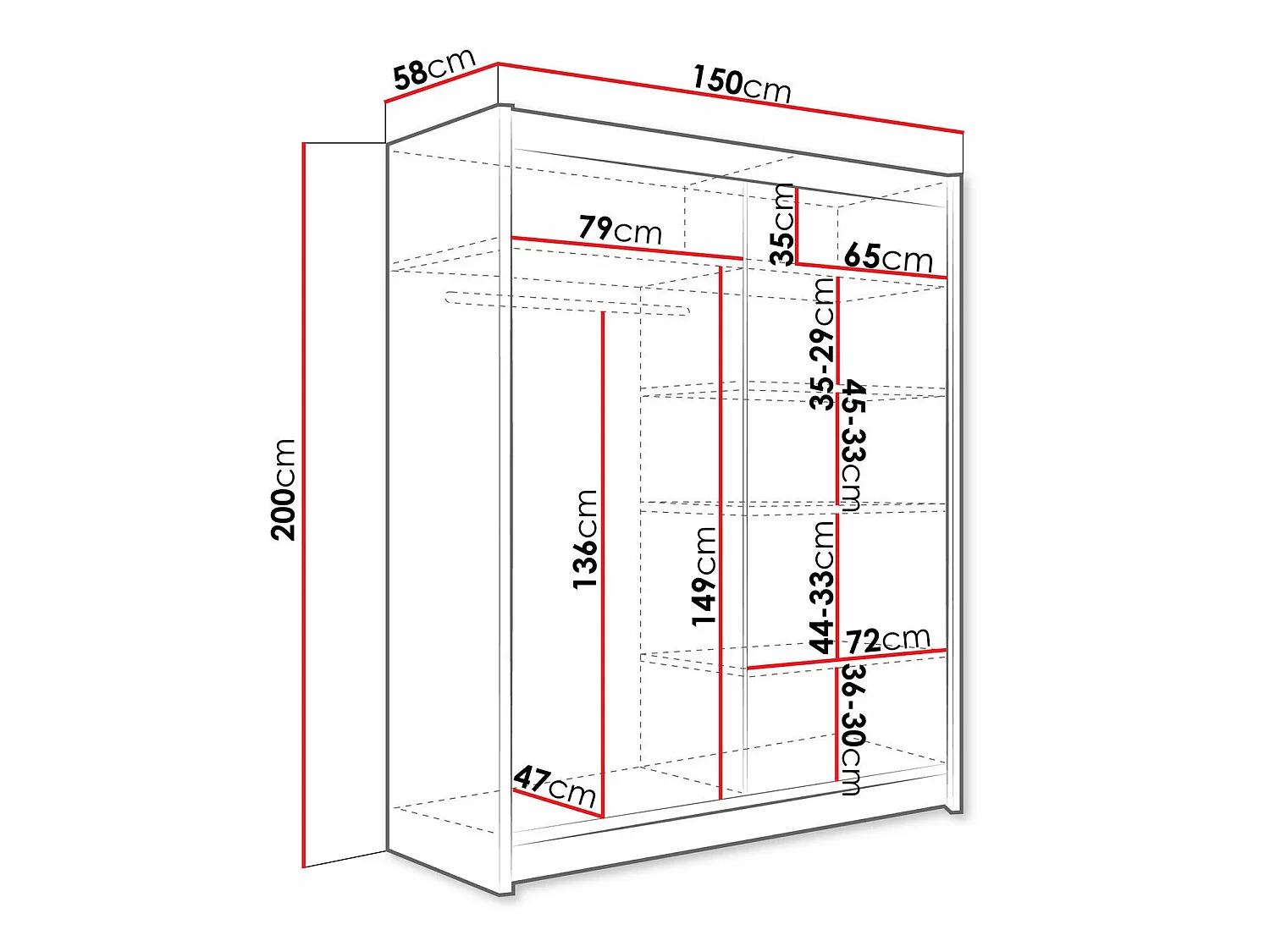 Armoire Closico Camera VI, Nombre d'étagères: 5, 20x15x6cm