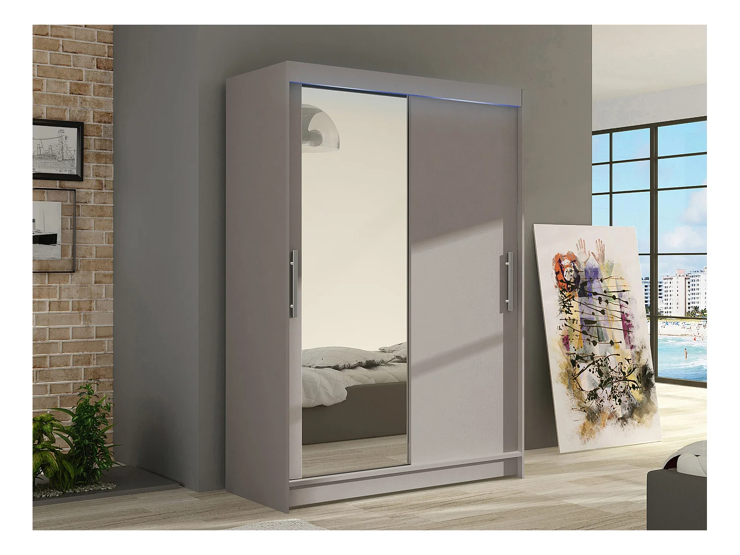 Armoire Closico 128, Cachemire, 200x120x58cm, Portes d'armoire: Coulissantes