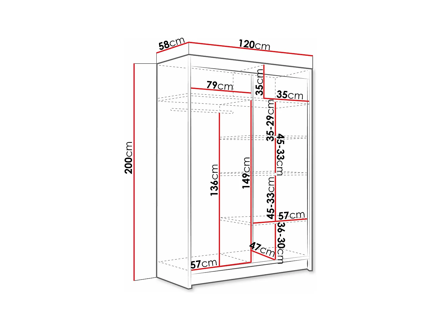 Armoire Closico 128, Cachemire, 200x120x58cm, Portes d'armoire: Coulissantes