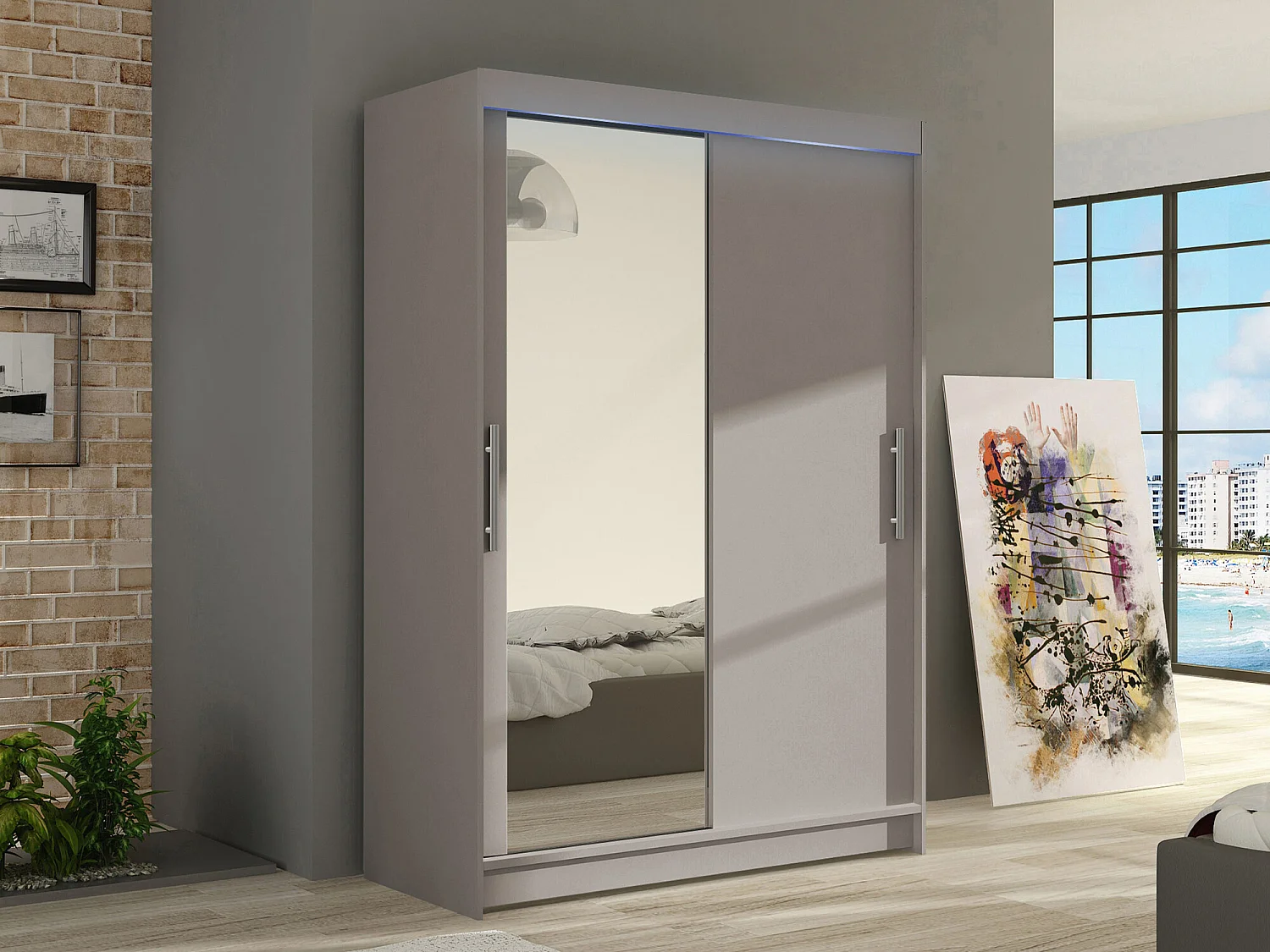 Armoire Closico 128, Cachemire, 200x120x58cm, Portes d'armoire: Coulissantes