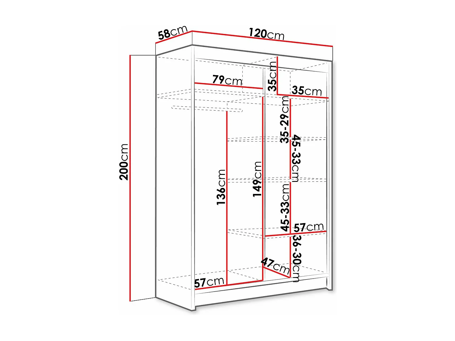 Armoire Closico 129, Cachemire, 200x120x58cm, Portes d'armoire: Coulissantes