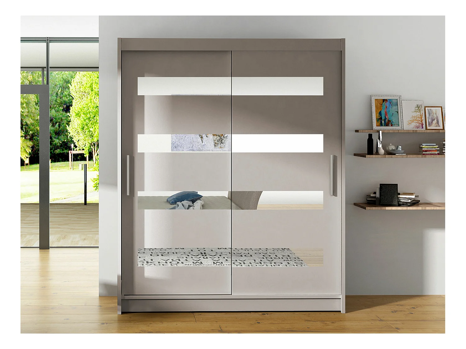 Armoire Closico 136, Cachemire, 200x150x58cm, Portes d'armoire: Coulissantes
