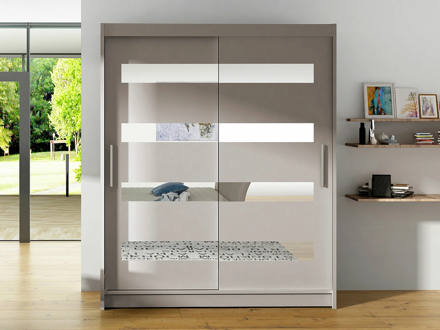 Armario Closico 136, Cachemira, 200x150x58cm, Puertas de armario: Correderas