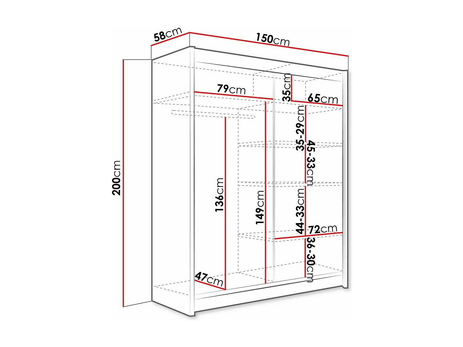 Armoire Closico 110, Cachemire, 200x150x58cm, Portes d'armoire: Coulissantes