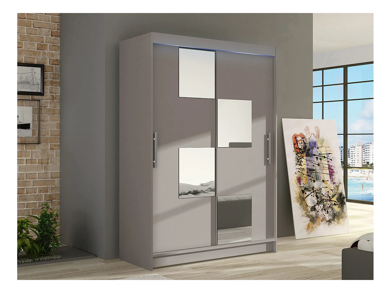 Armoire Closico 105, Cachemire, 200x120x58cm, Portes d'armoire: Coulissantes