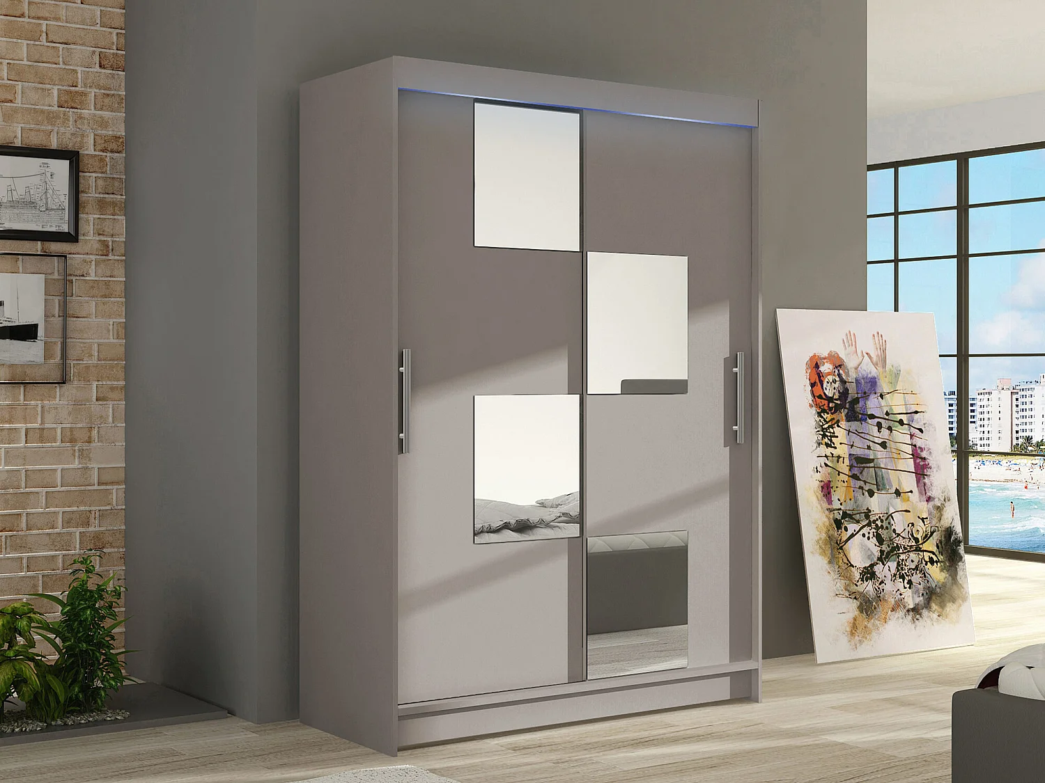 Armario Closico 105, Cachemira, 200x120x58cm, Puertas de armario: Correderas