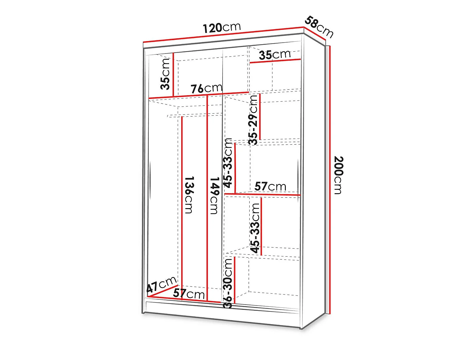 Armoire Closico Salvor II, Nombre d'étagères: 5, 20x12x6cm