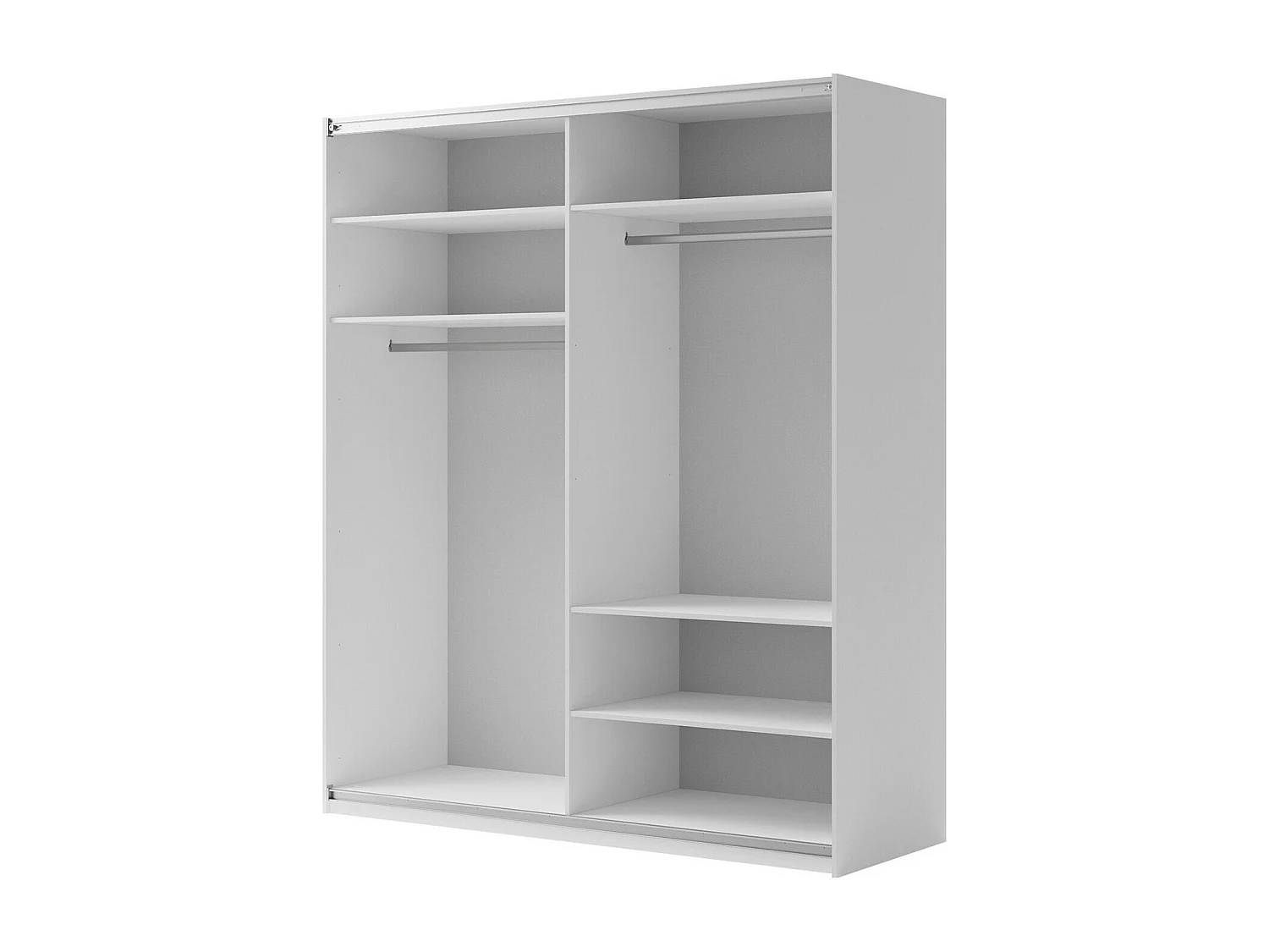 Armoire Fresno 159, Blanc, 235x71cm, Portes d'armoire: Coulissantes