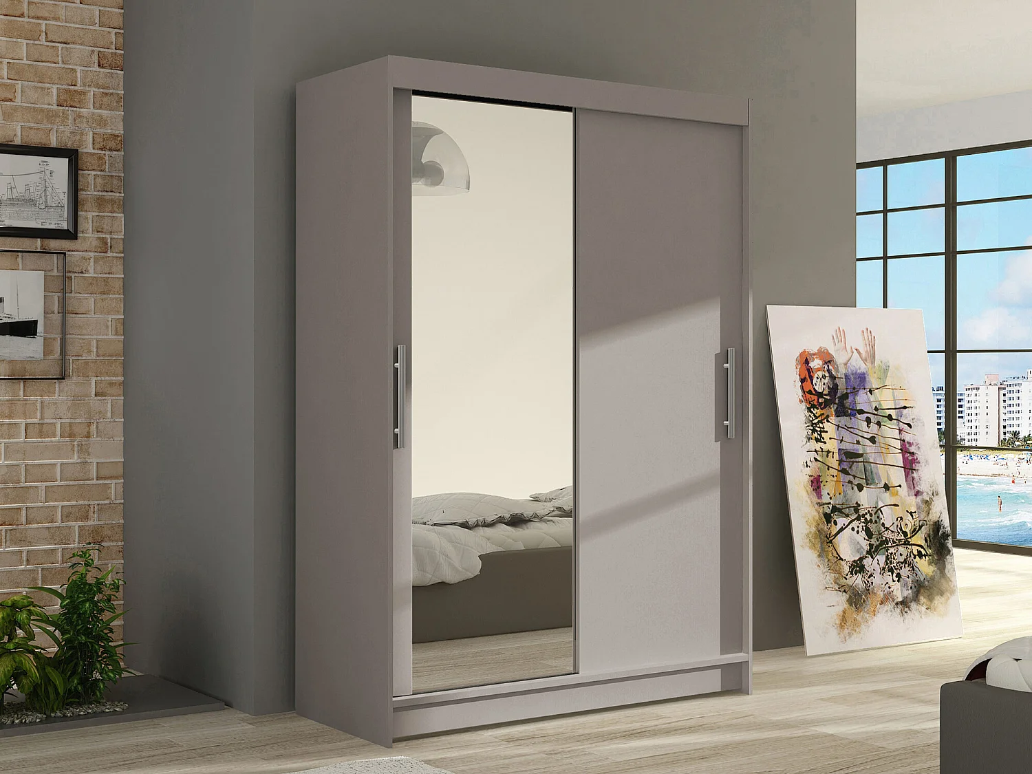 Armoire Closico 128, Cachemire, 200x120x58cm, Portes d'armoire: Coulissantes