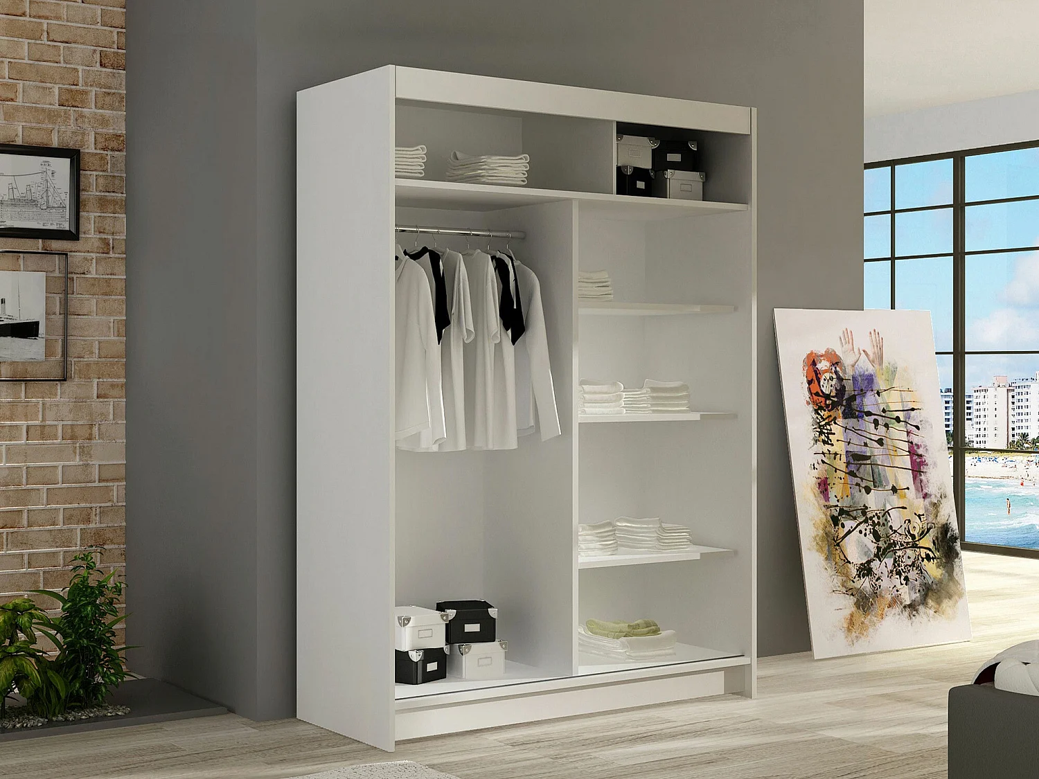 Armoire Closico 152, Cachemire, 200x120x58cm, Portes d'armoire: Coulissantes