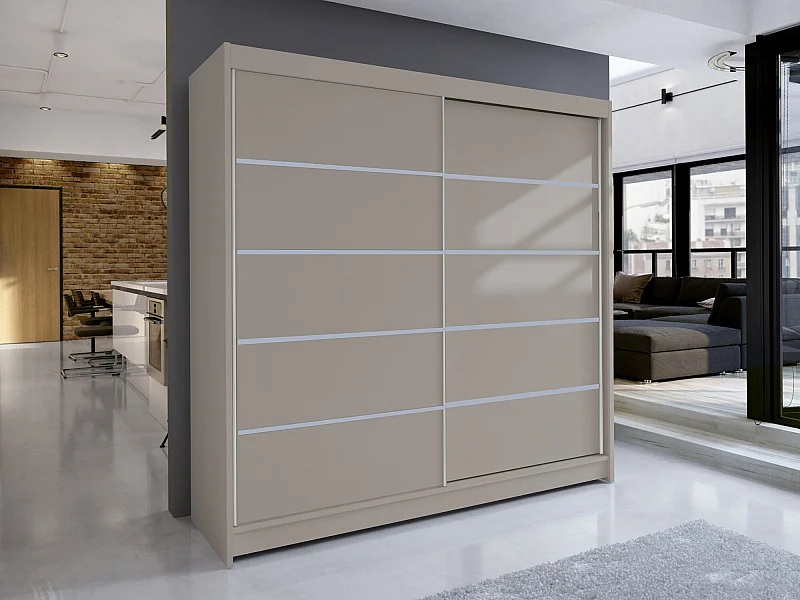 Armoire Closico 153, Cachemire, 215x180x58cm, Portes d'armoire: Coulissantes