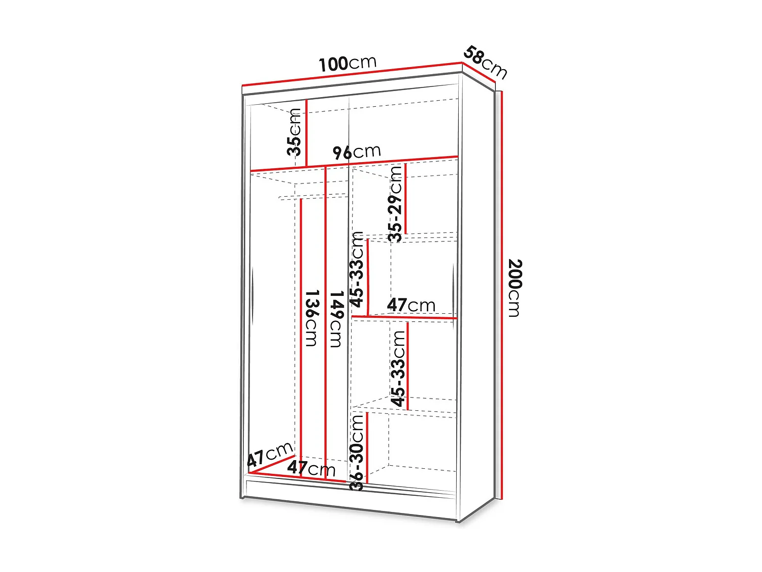 Armoire Closico 167, Cachemire, 200x100x58cm, Portes d'armoire: Coulissantes